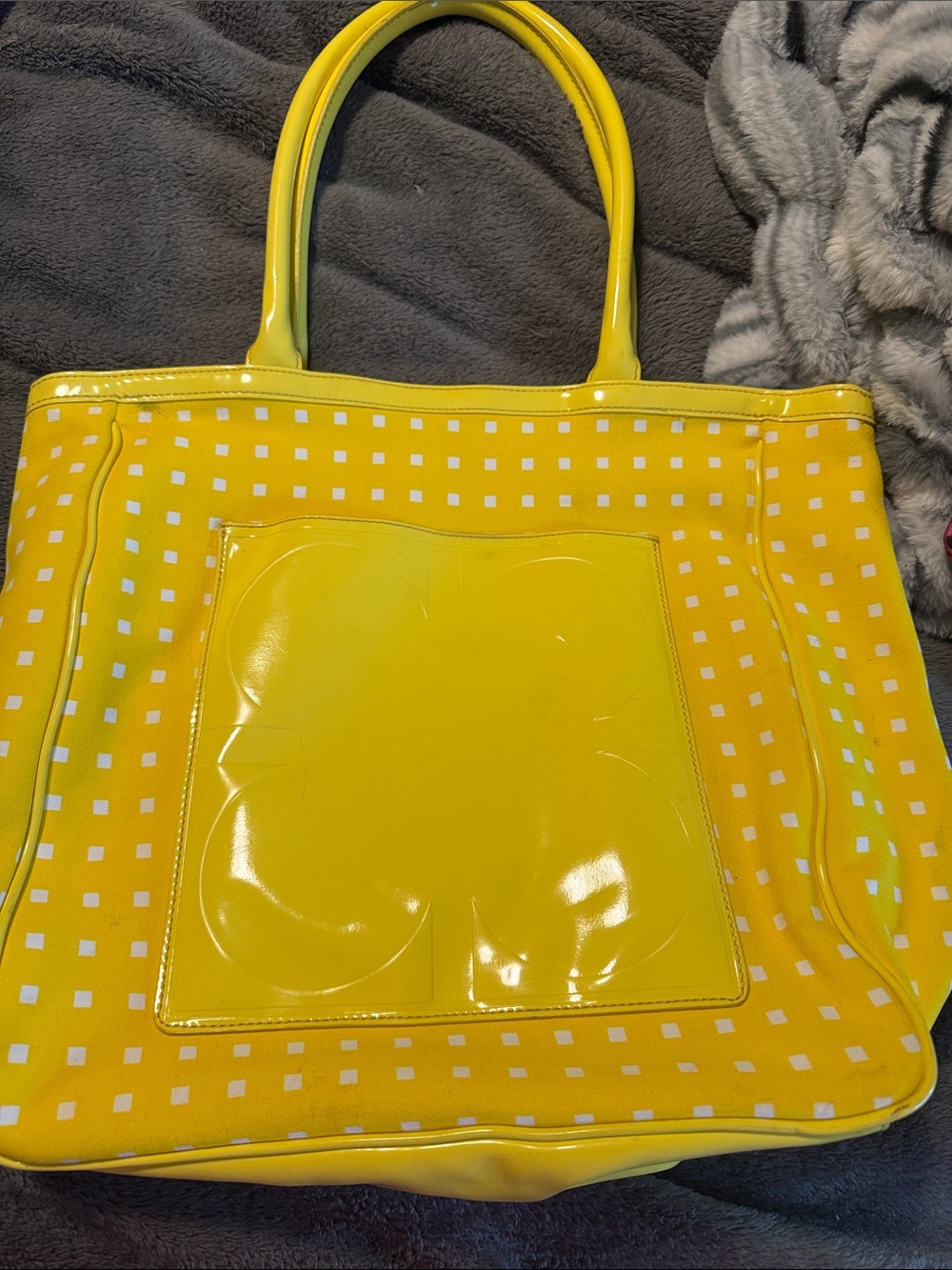 Liz Claiborne Yellow Patent Square-Panel Tote